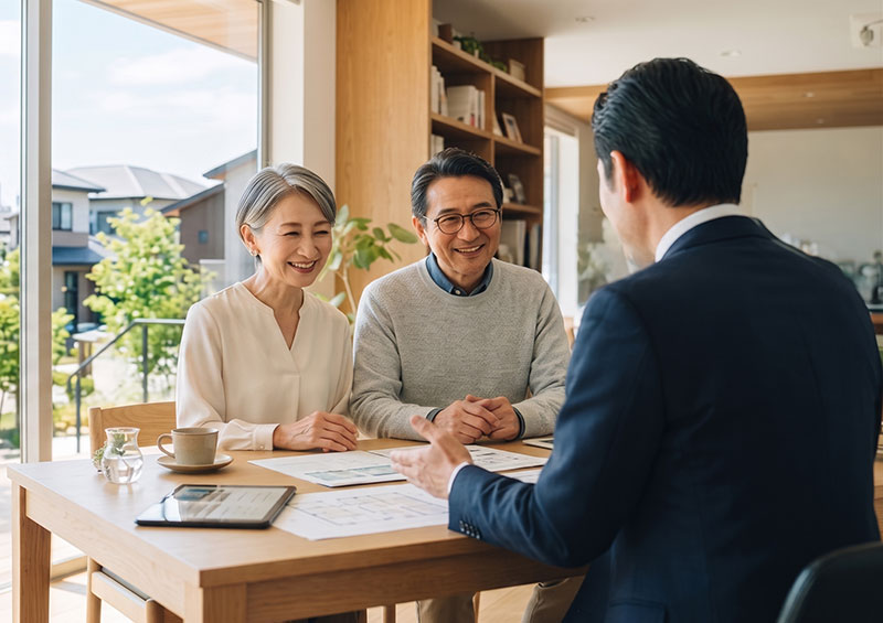 相続のご相談にご夫婦と向き合う担当者